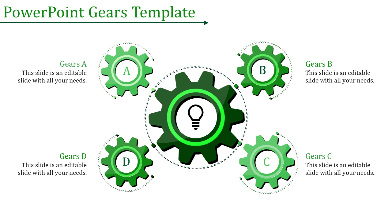 A four noded powerpoint gears template